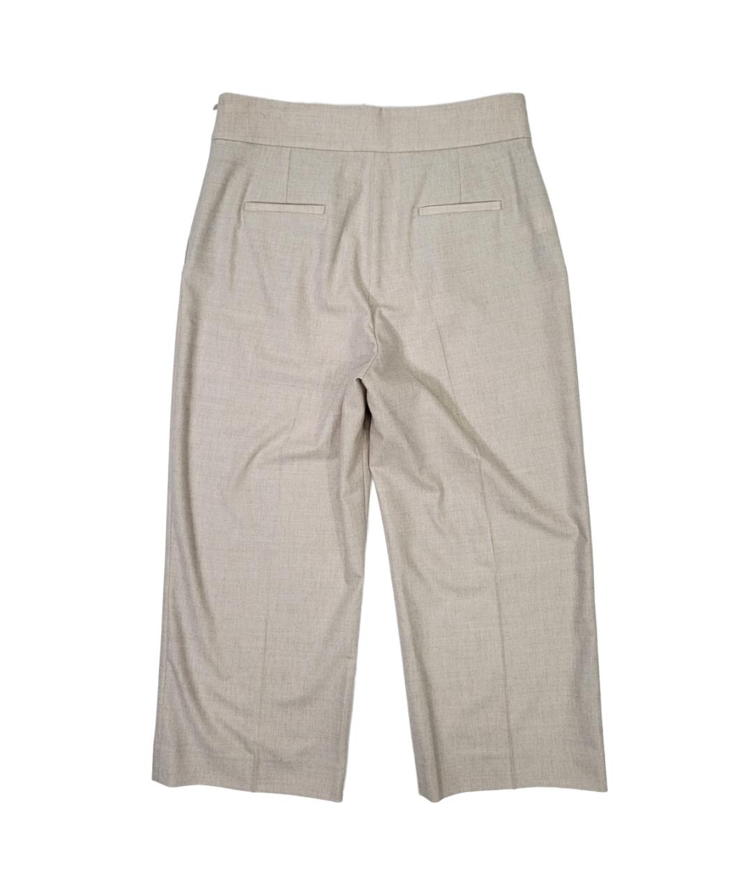 FABIANA FILIPPI Бежевые шерстяные брюки широкие, фото 2