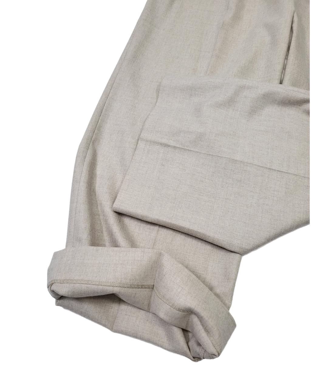 FABIANA FILIPPI Бежевые шерстяные брюки широкие, фото 3