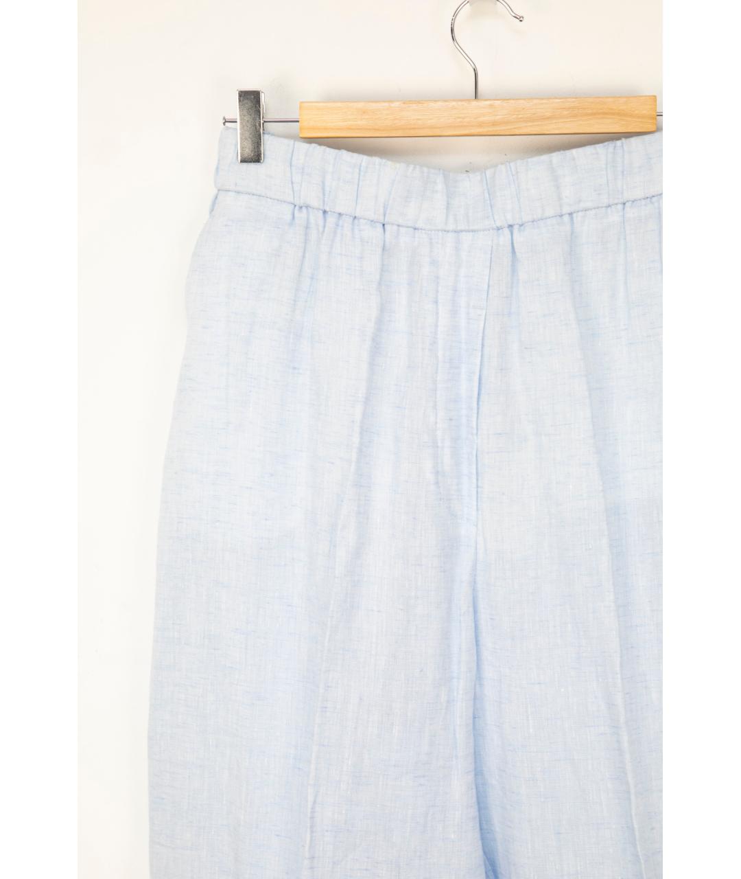PESERICO Голубые льняные брюки широкие, фото 3