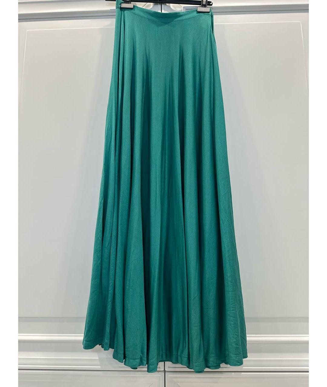 MALO Зеленая шелковая юбка макси, фото 2
