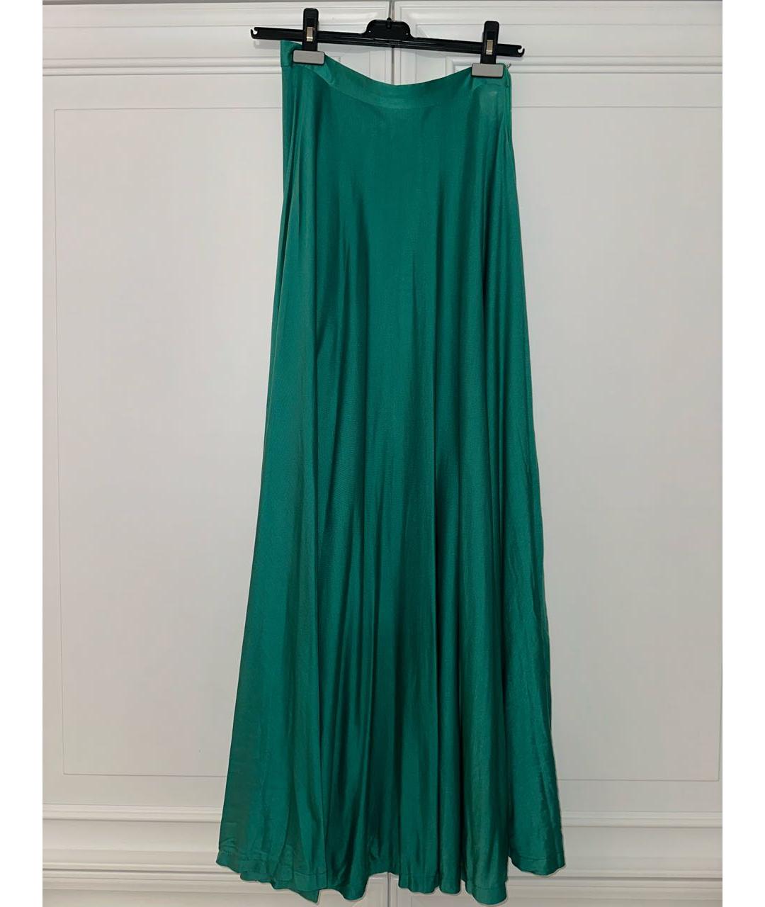 MALO Зеленая шелковая юбка макси, фото 5