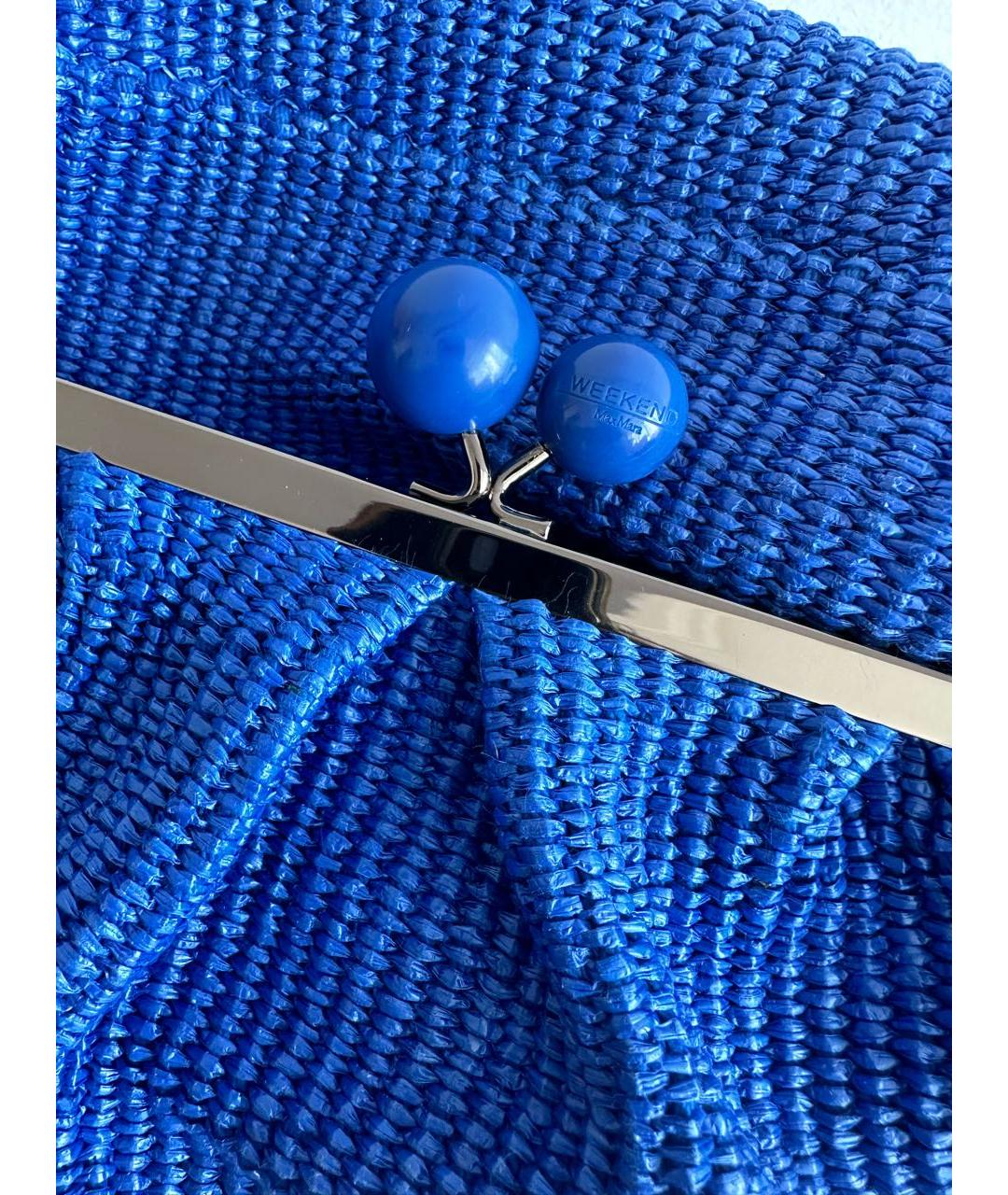 WEEKEND MAX MARA Синяя пелетеная сумка с короткими ручками, фото 7