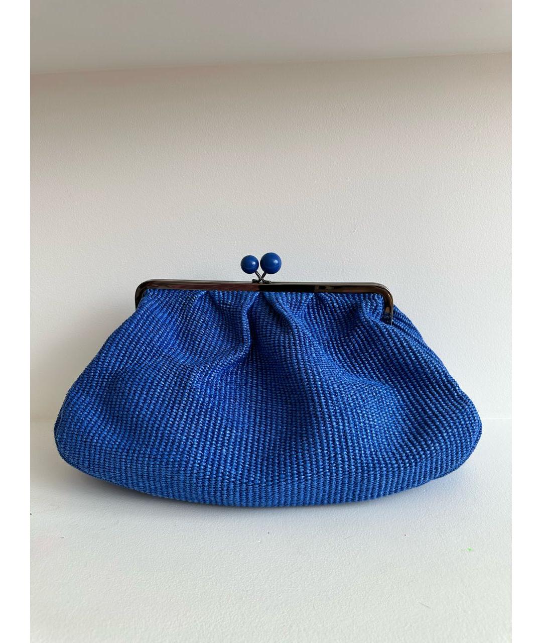 WEEKEND MAX MARA Синяя пелетеная сумка с короткими ручками, фото 3