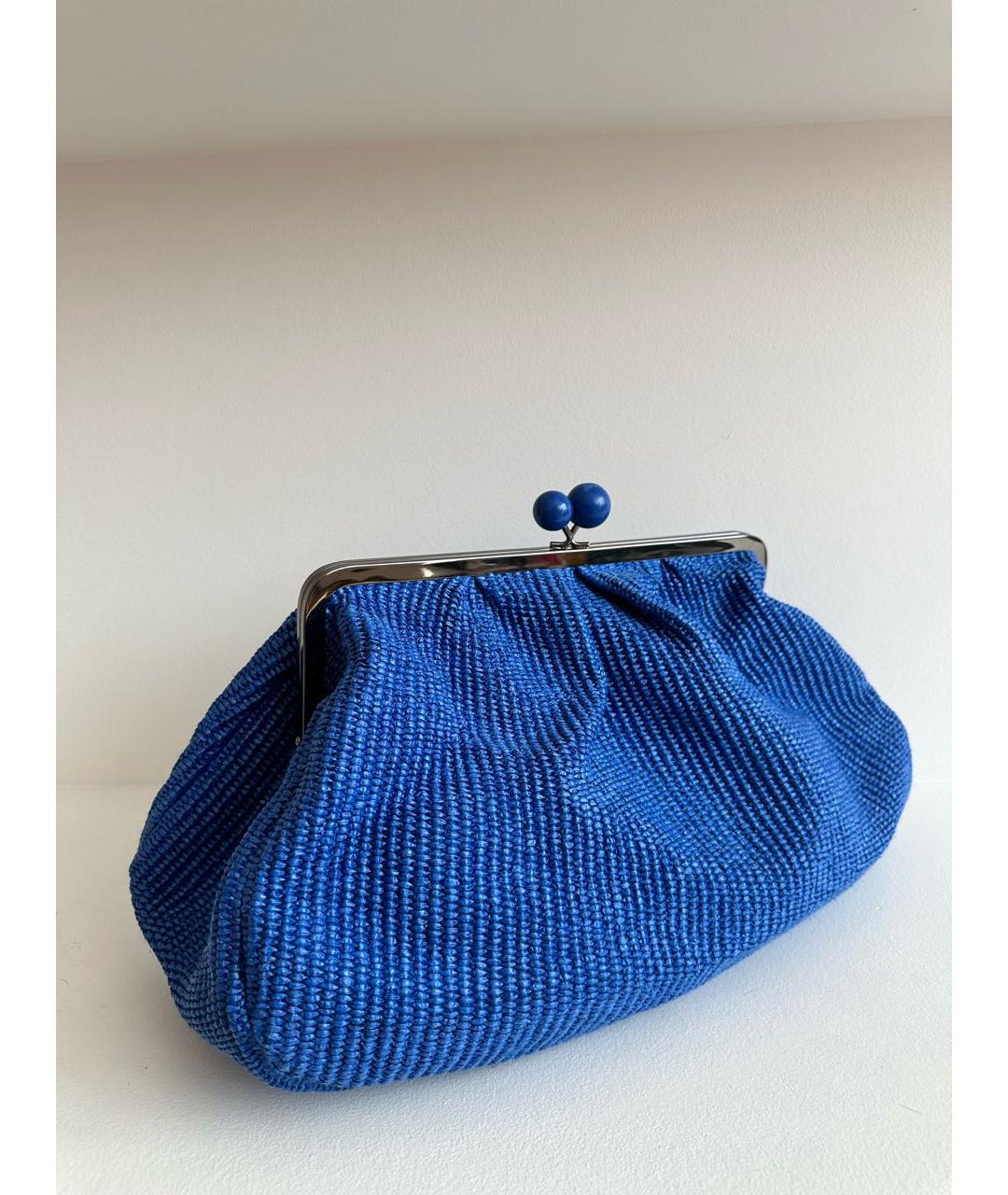WEEKEND MAX MARA Синяя пелетеная сумка с короткими ручками, фото 2