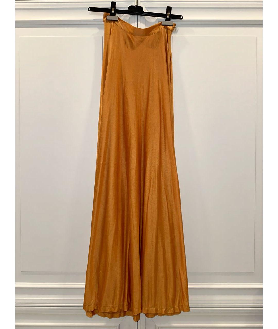MALO Оранжевая шелковая юбка макси, фото 5