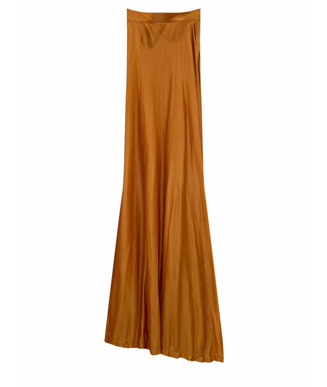 MALO Оранжевая шелковая юбка макси, фото 1