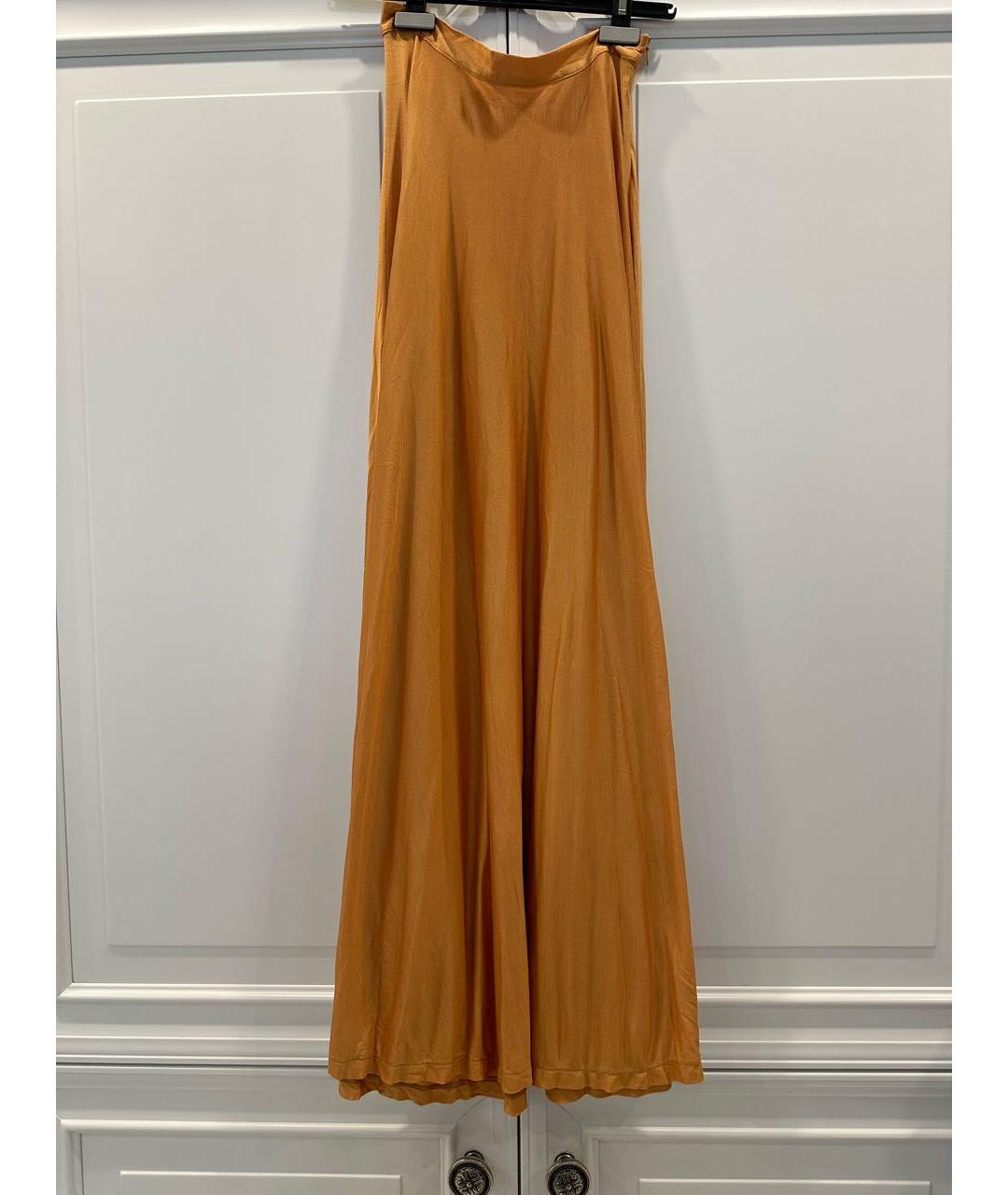 MALO Оранжевая шелковая юбка макси, фото 4