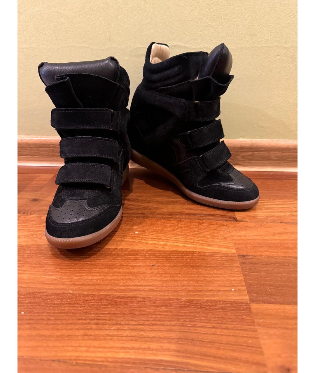 ISABEL MARANT ETOILE Черные кожаные кроссовки, фото 6