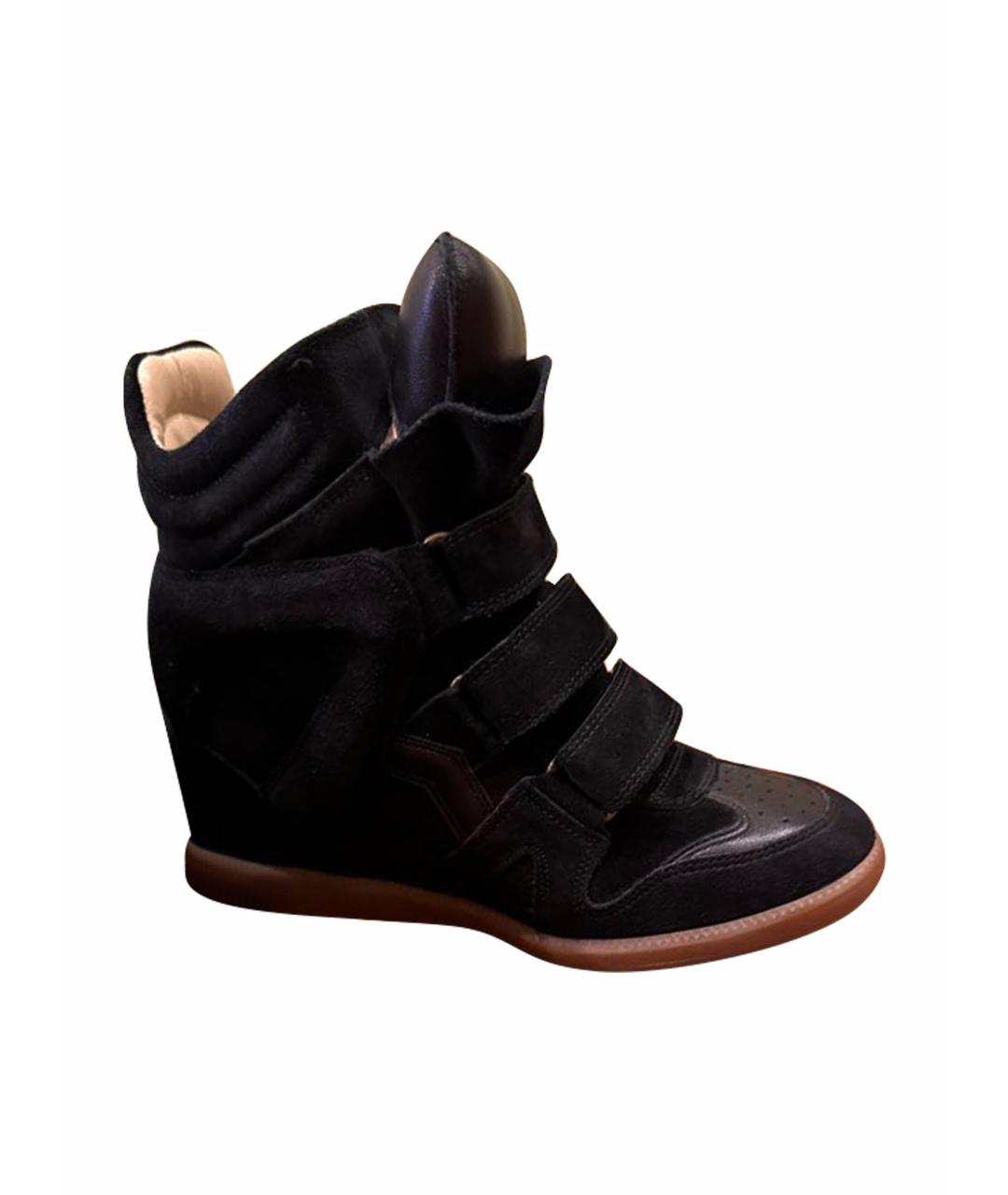 ISABEL MARANT ETOILE Черные кожаные кроссовки, фото 1