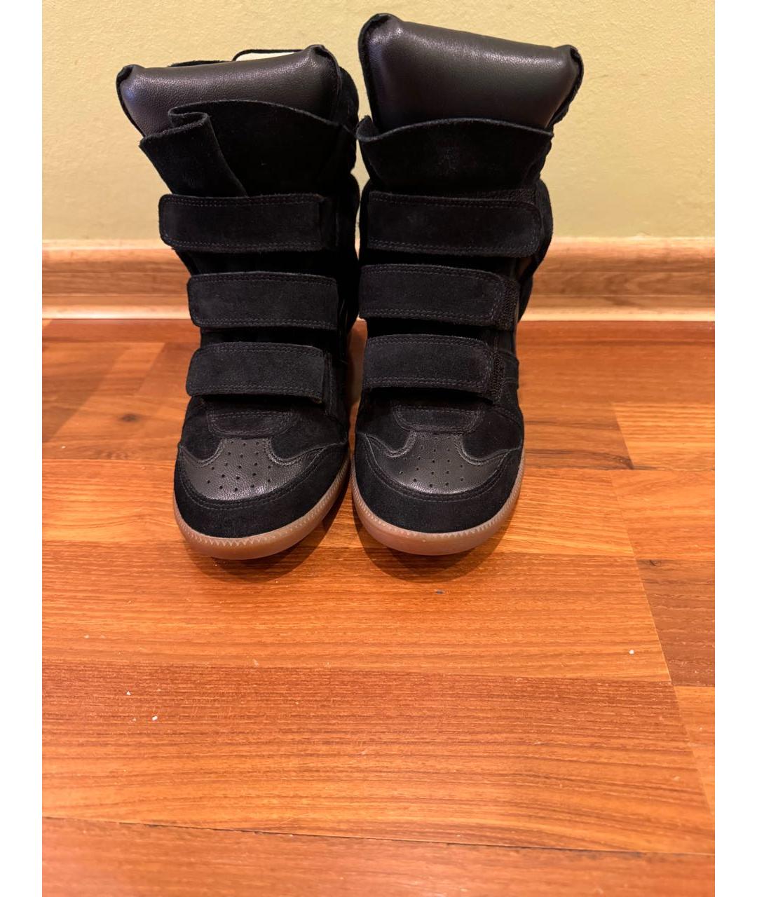 ISABEL MARANT ETOILE Черные кожаные кроссовки, фото 2