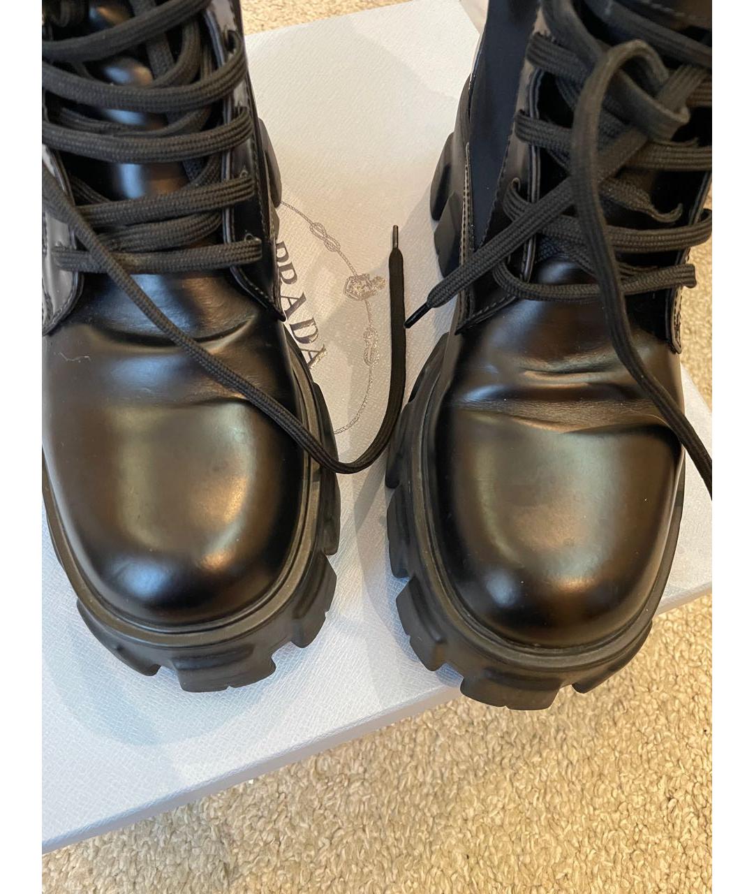 PRADA Черные кожаные ботинки, фото 3