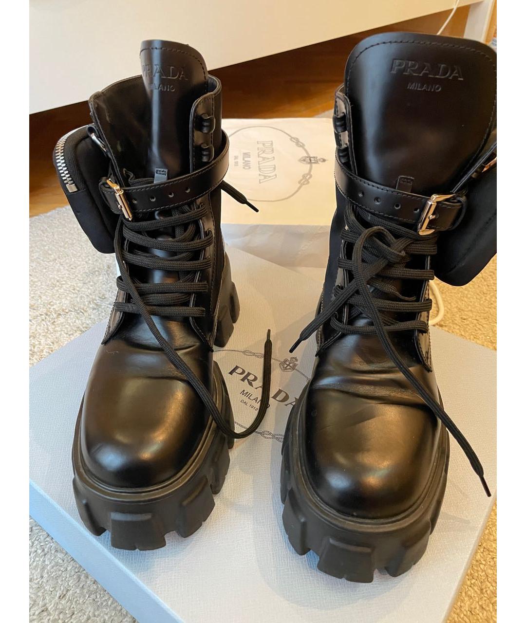 PRADA Черные кожаные ботинки, фото 2