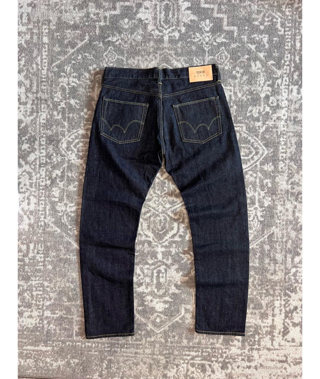 EDWIN Темно-синие хлопковые прямые джинсы, фото 6