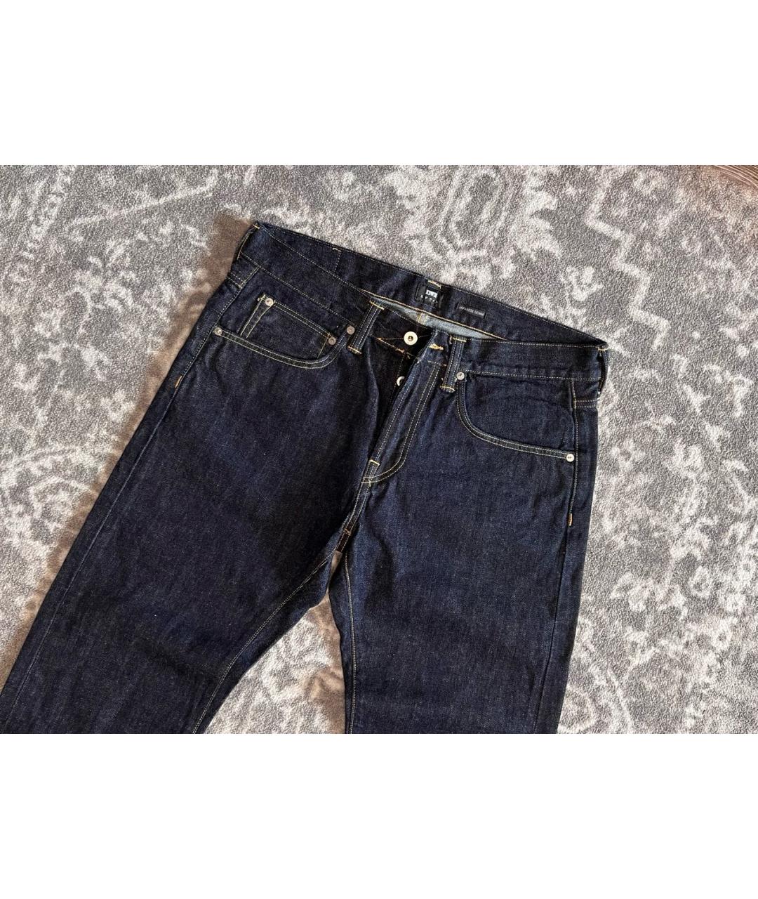 EDWIN Темно-синие хлопковые прямые джинсы, фото 3