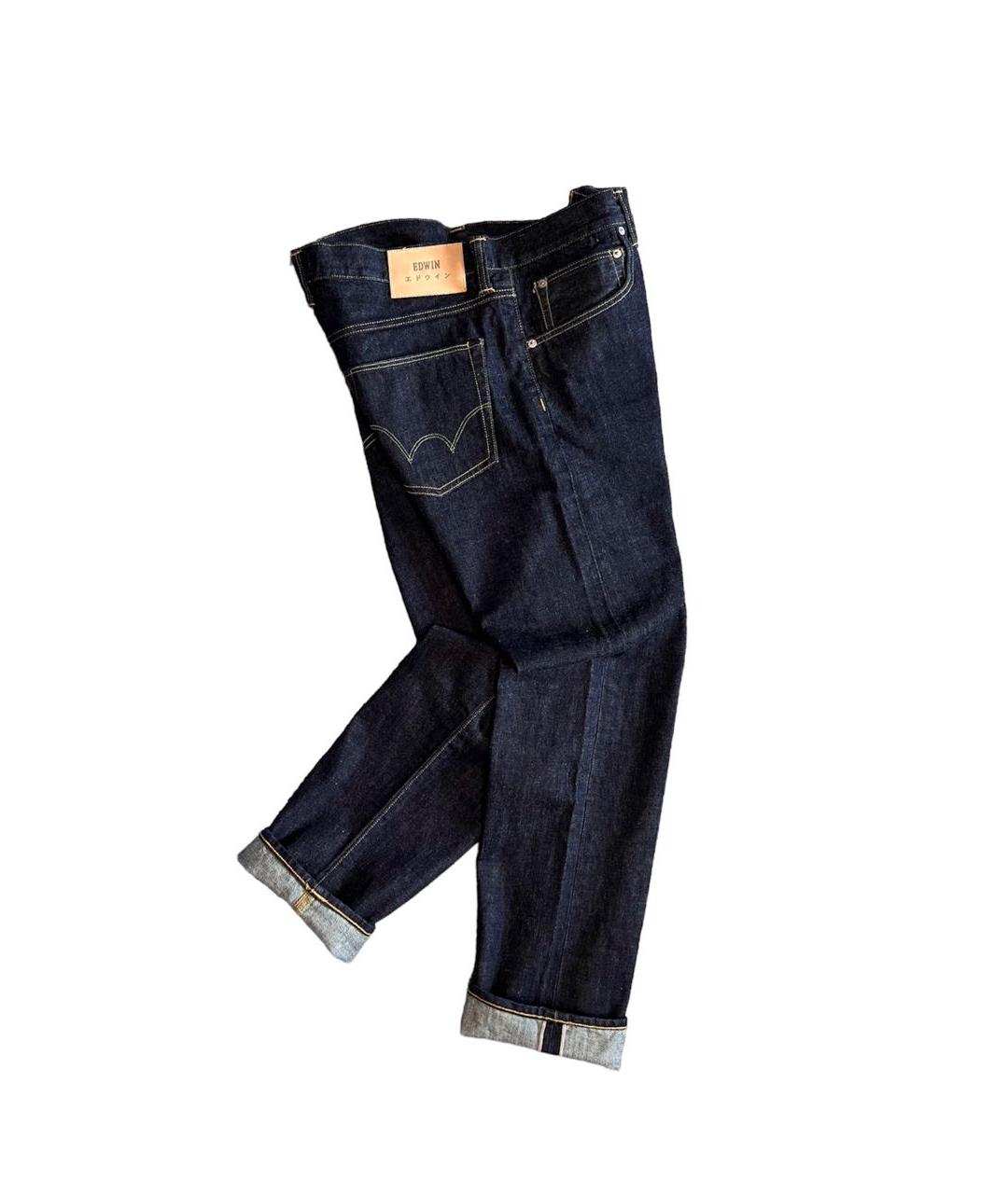 EDWIN Темно-синие хлопковые прямые джинсы, фото 2