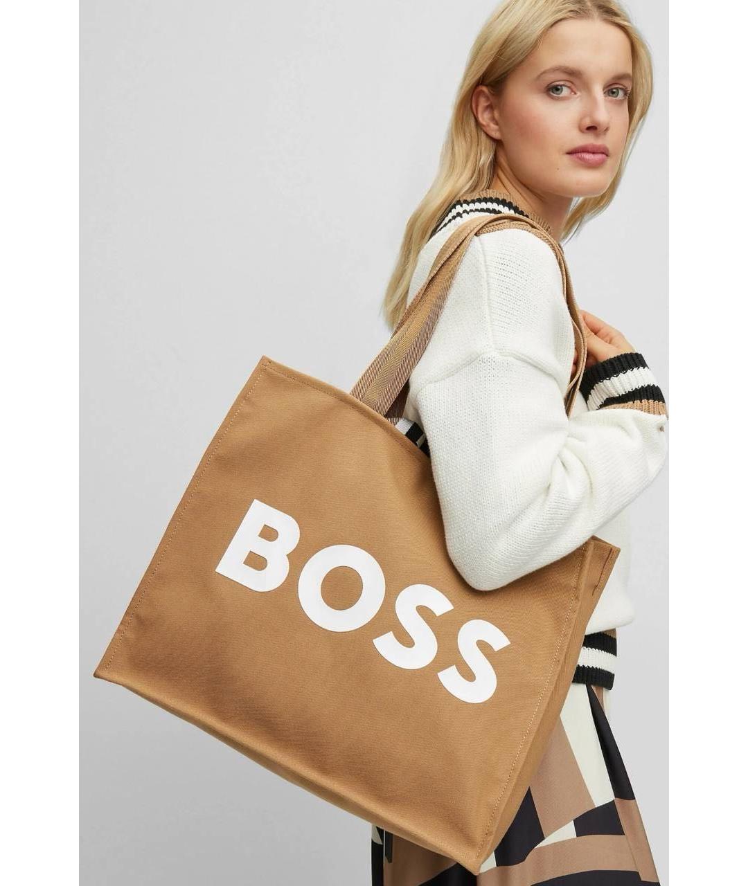 HUGO BOSS Коричневая хлопковая сумка тоут, фото 6