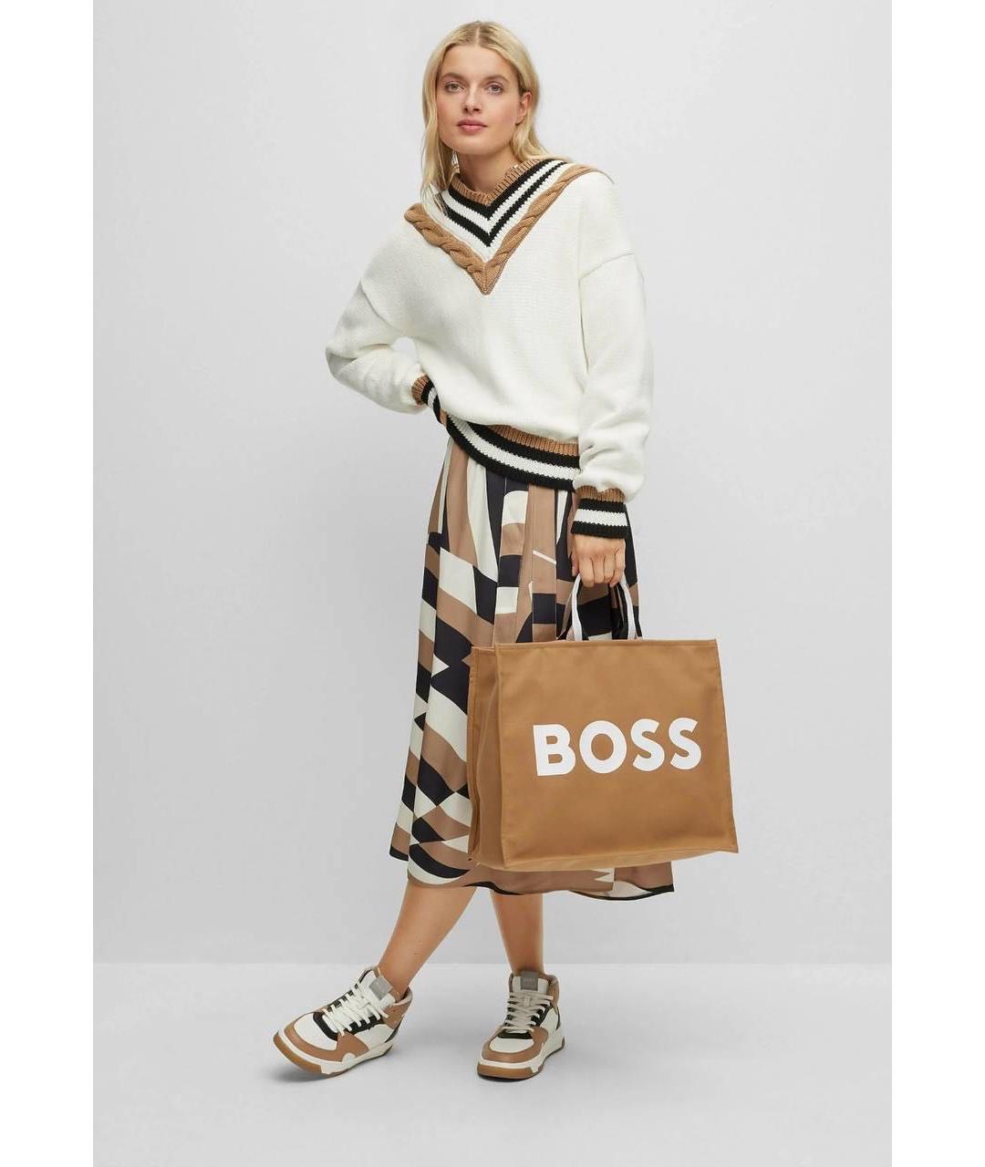 HUGO BOSS Коричневая хлопковая сумка тоут, фото 3
