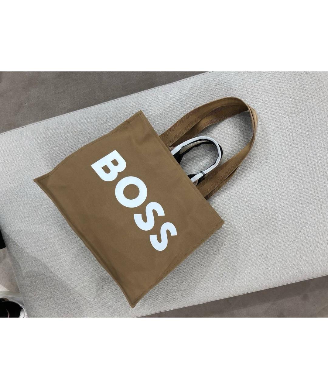 HUGO BOSS Коричневая хлопковая сумка тоут, фото 4
