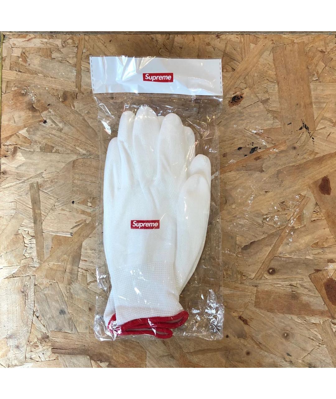SUPREME Белые синтетические перчатки, фото 5