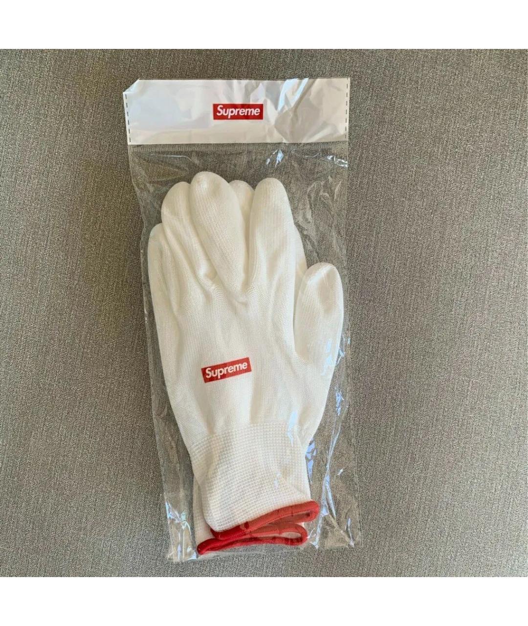 SUPREME Белые синтетические перчатки, фото 4