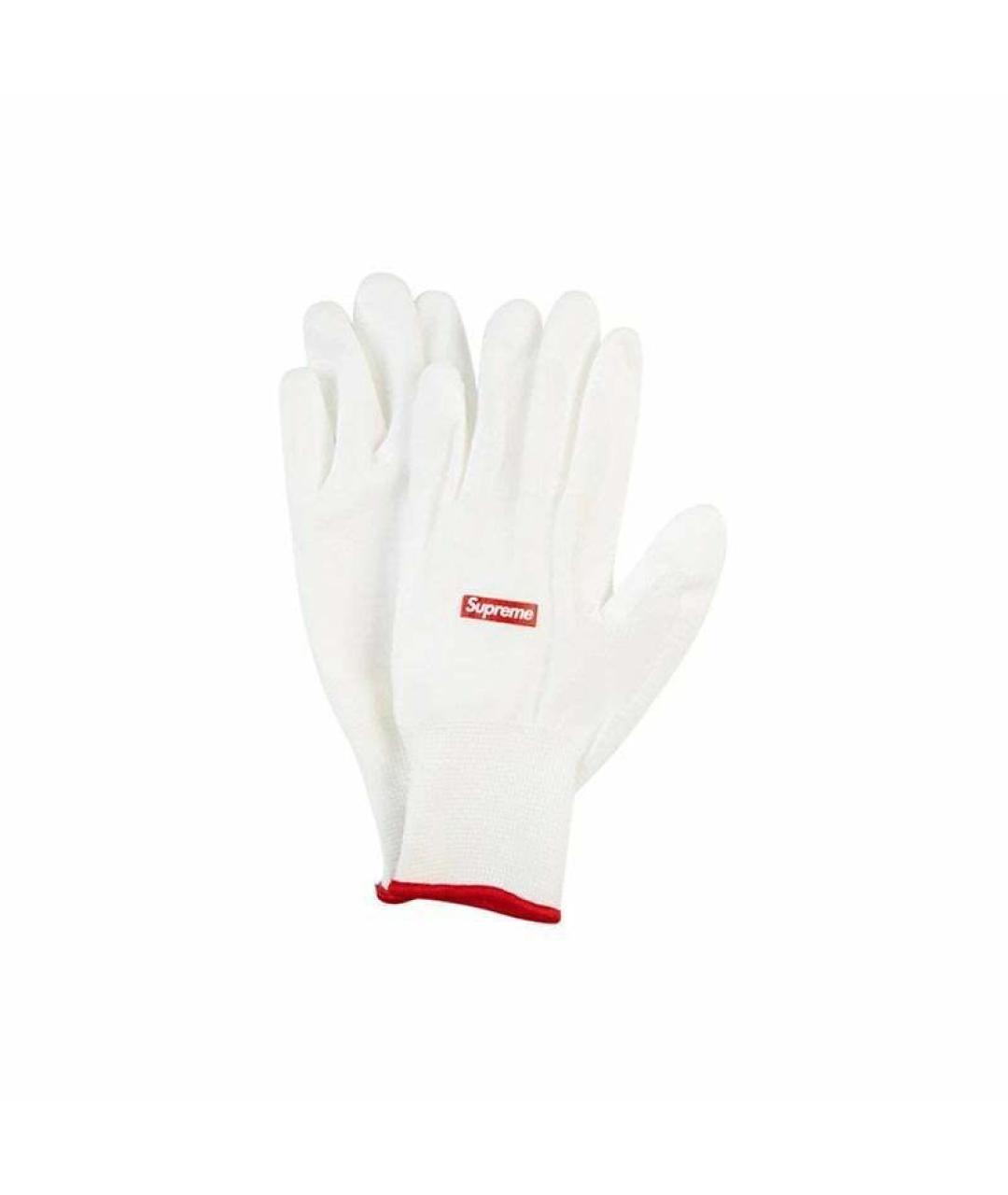 SUPREME Белые синтетические перчатки, фото 1