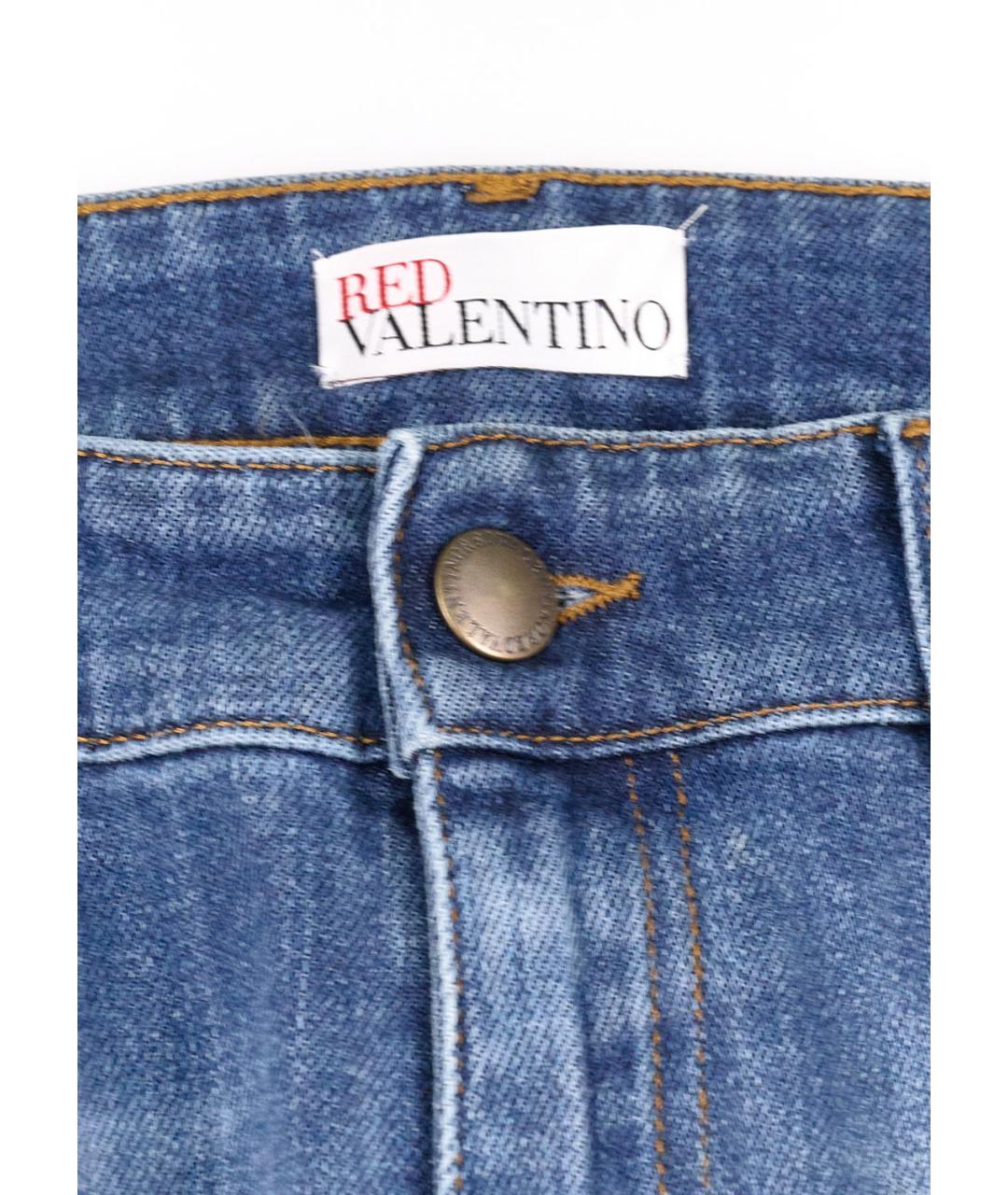RED VALENTINO Синие хлопко-эластановые прямые джинсы, фото 3