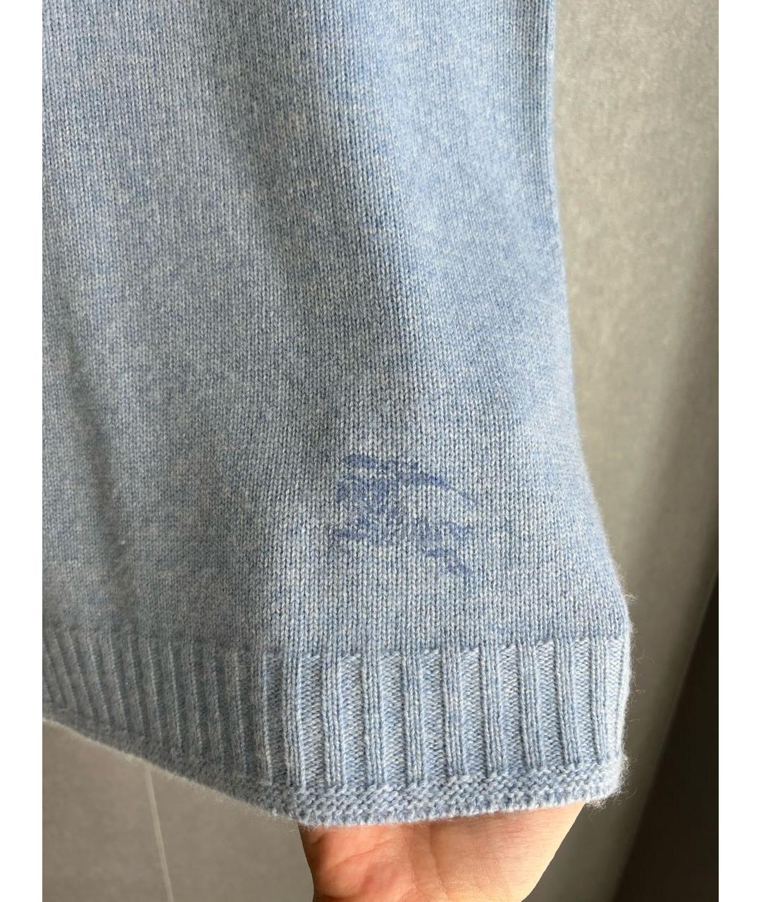 BURBERRY Голубой кашемировый джемпер / свитер, фото 4
