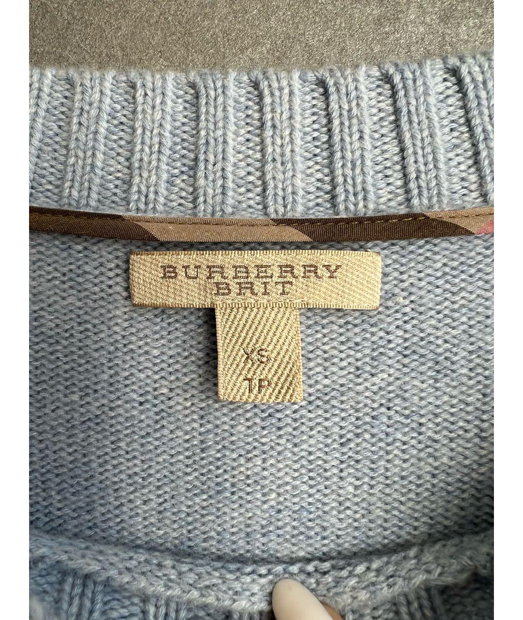 BURBERRY Голубой кашемировый джемпер / свитер, фото 6