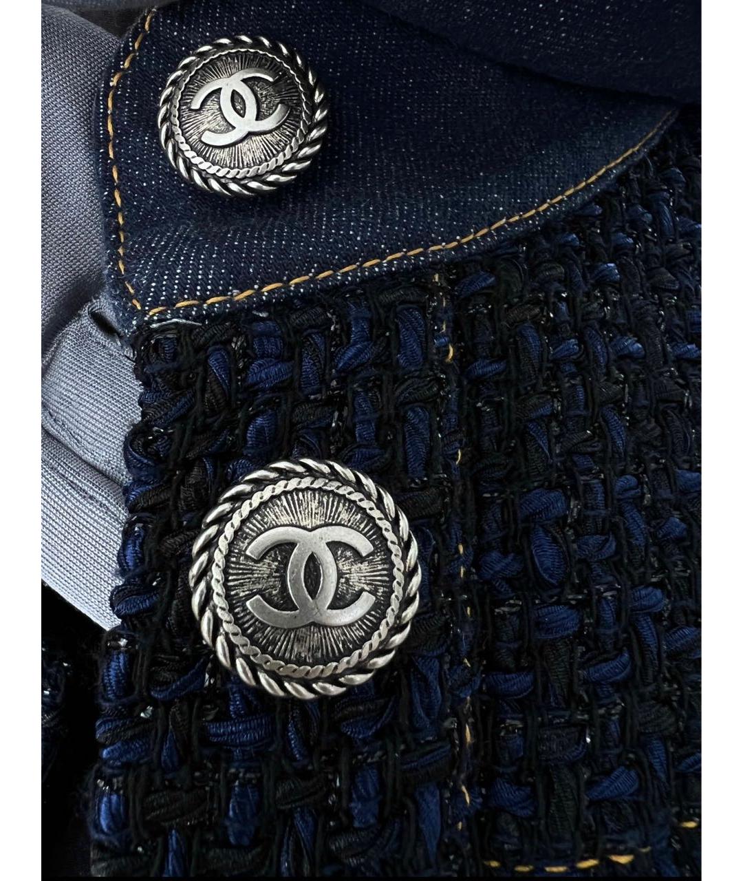 CHANEL PRE-OWNED Синий твидовый жакет/пиджак, фото 5
