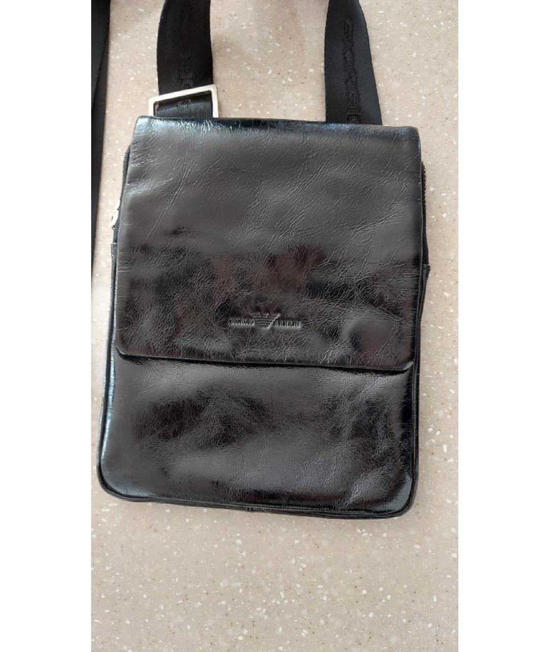 EMPORIO ARMANI Черная кожаная сумка на плечо, фото 3