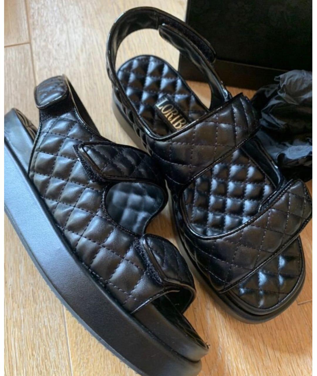 LORIBLU Черные сандалии из искусственной кожи, фото 2