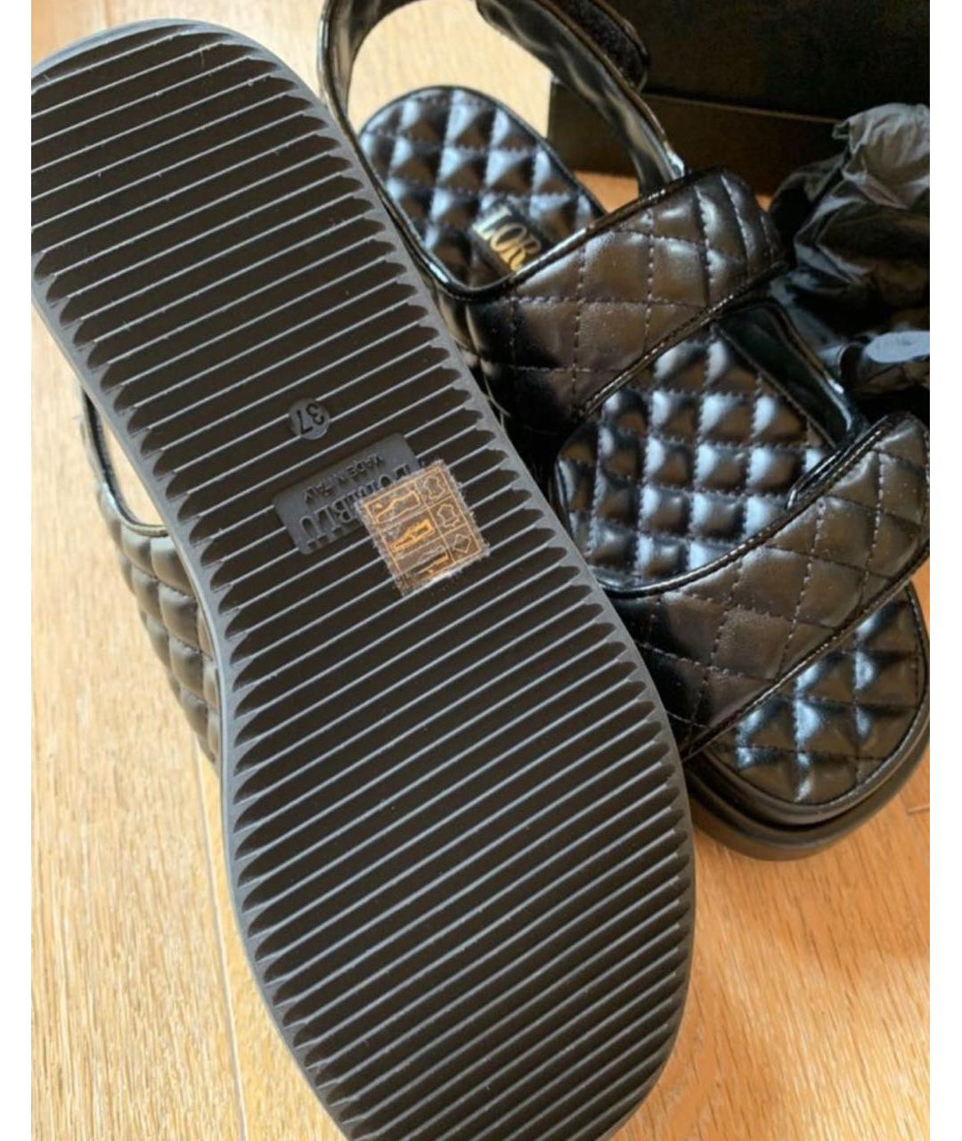 LORIBLU Черные сандалии из искусственной кожи, фото 4