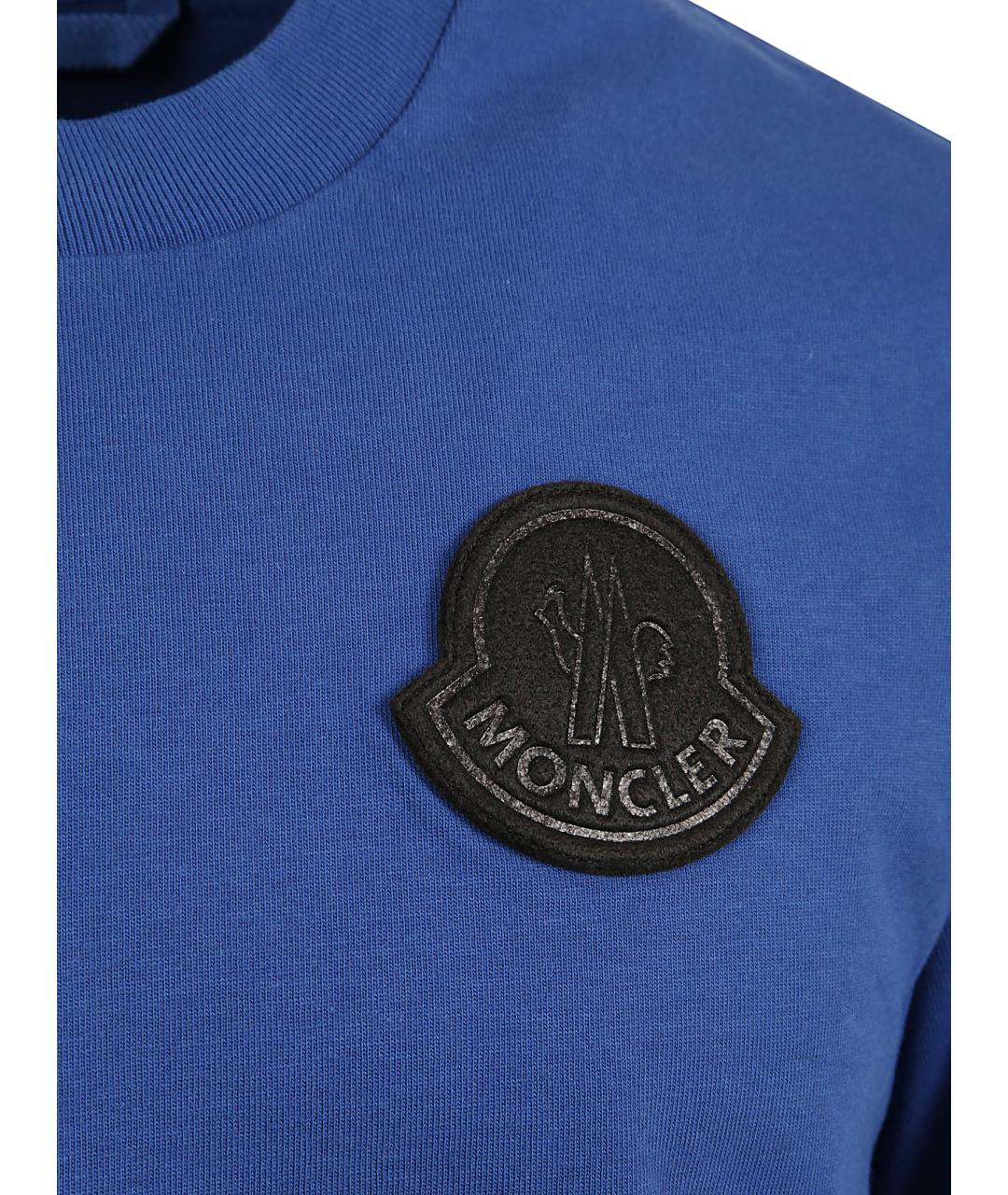 MONCLER Синяя хлопковая футболка, фото 2