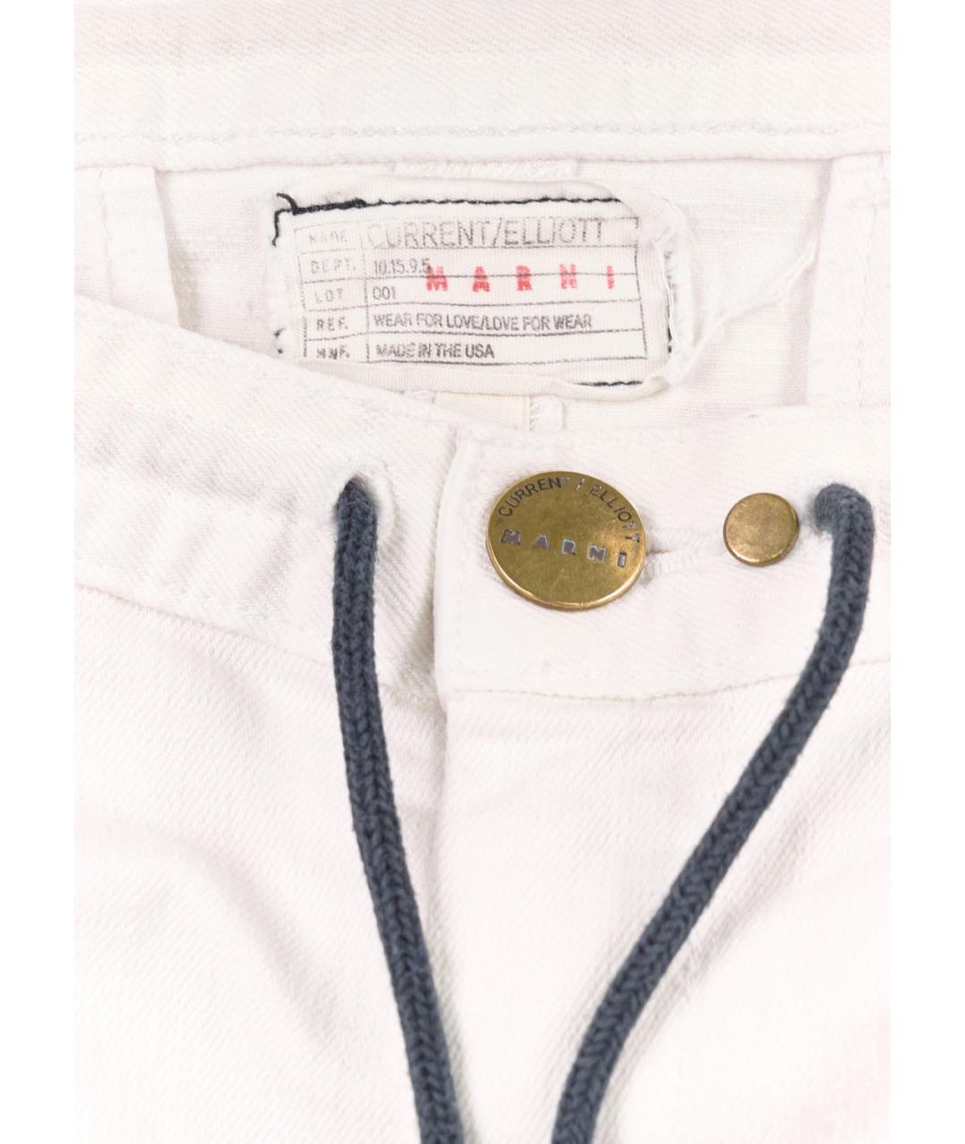 MARNI Белые хлопко-эластановые прямые джинсы, фото 3
