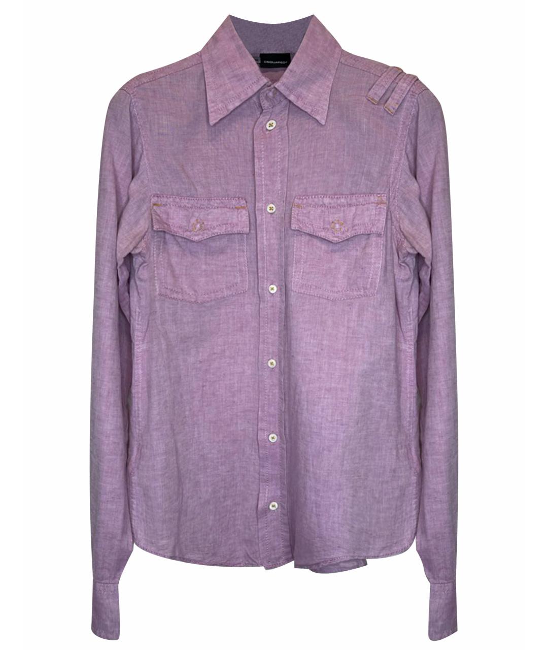 DSQUARED2 Фиолетовая льняная кэжуал рубашка, фото 1