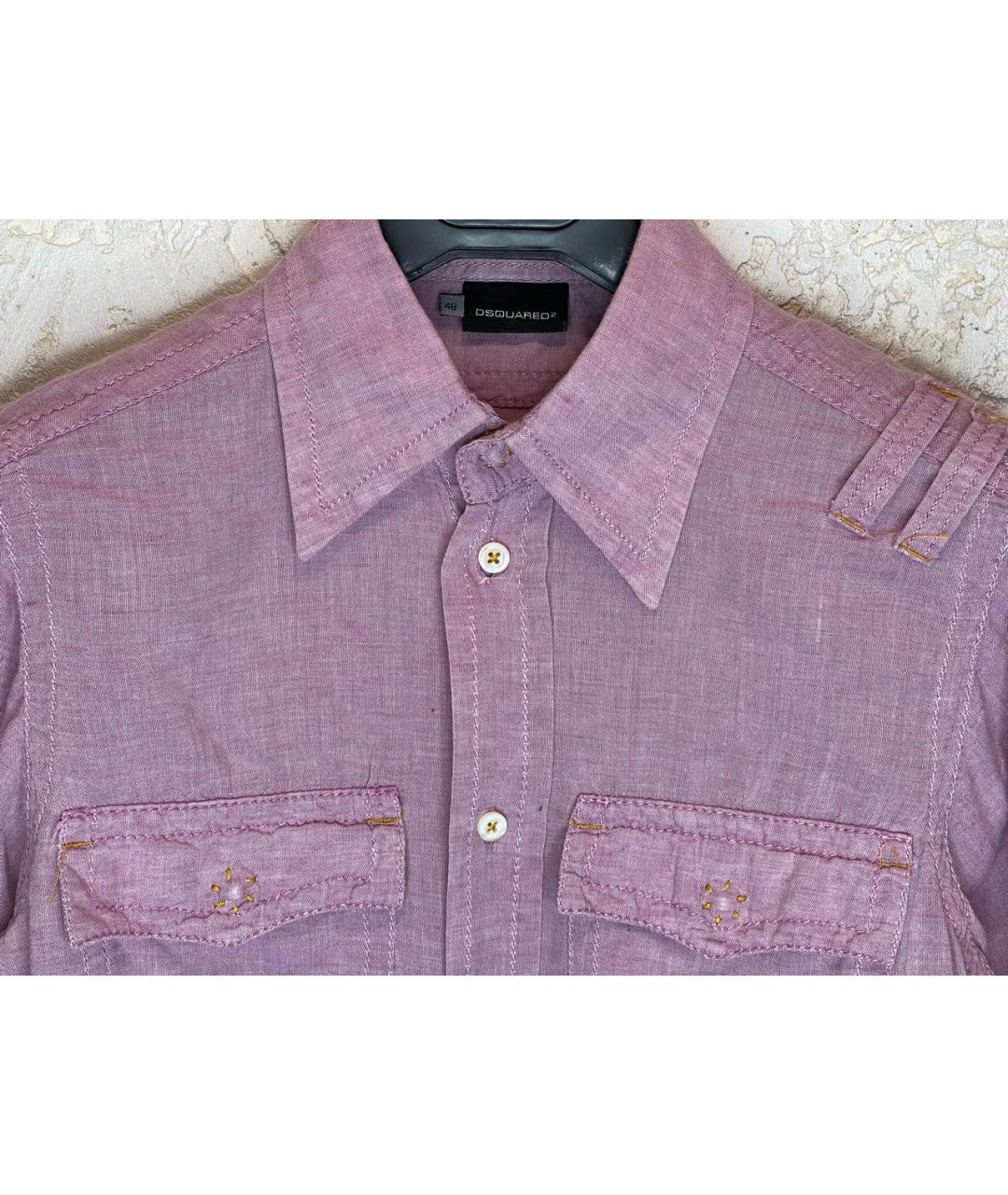 DSQUARED2 Фиолетовая льняная кэжуал рубашка, фото 2