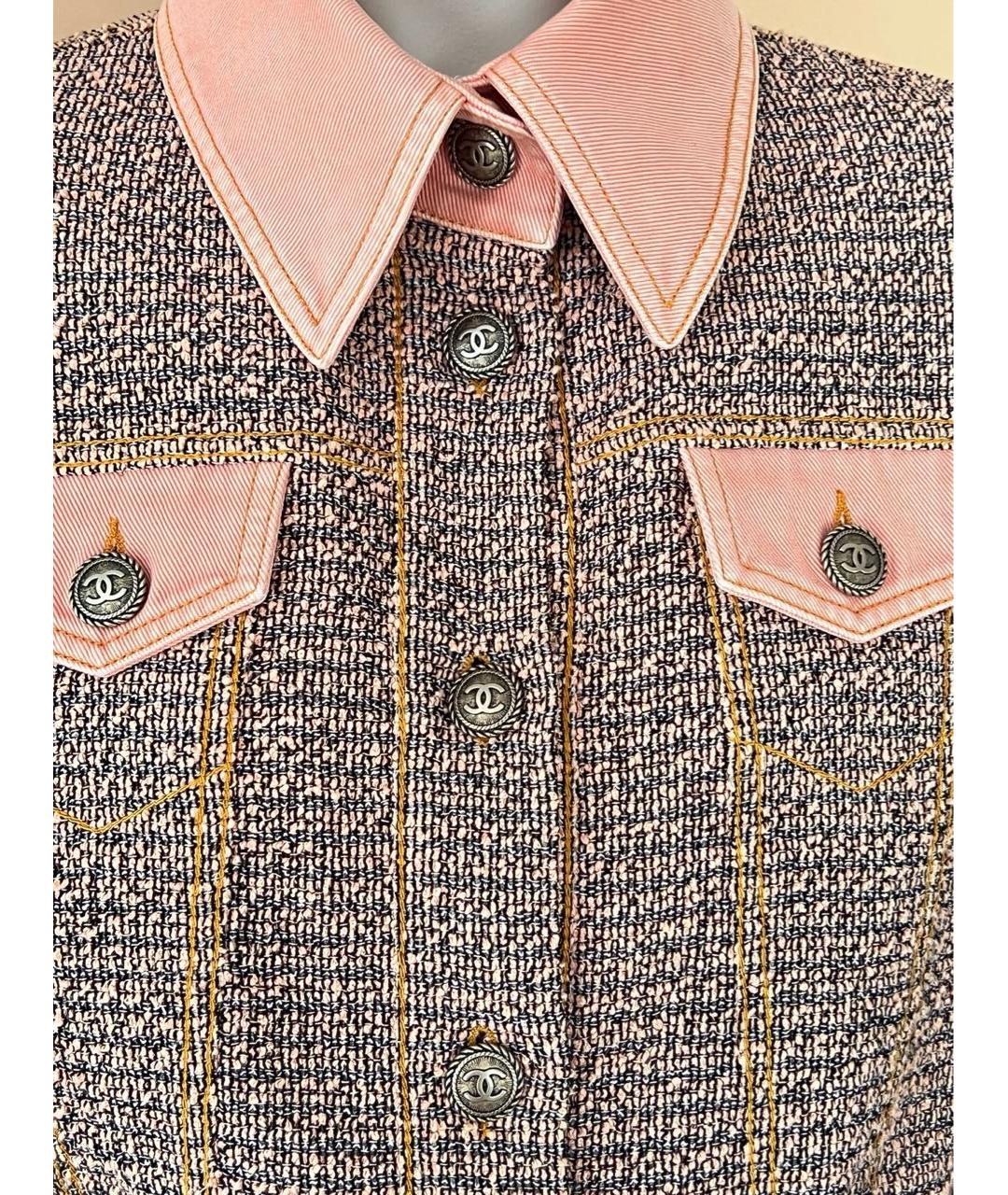 CHANEL PRE-OWNED Розовый твидовый жакет/пиджак, фото 4