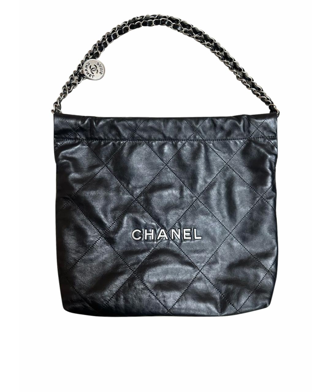 CHANEL PRE-OWNED Черная кожаная сумка тоут, фото 1