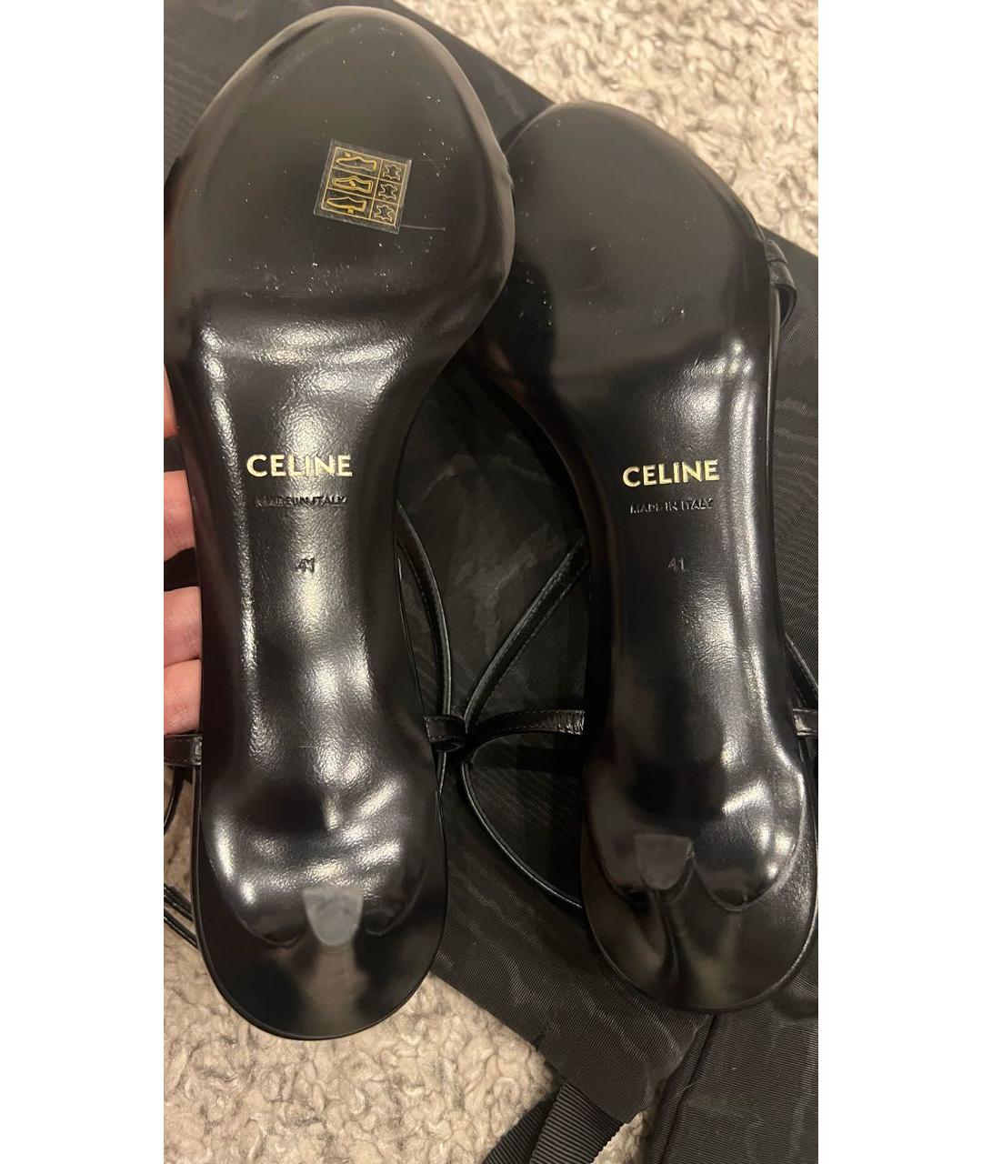 CELINE PRE-OWNED Черные кожаные босоножки, фото 6