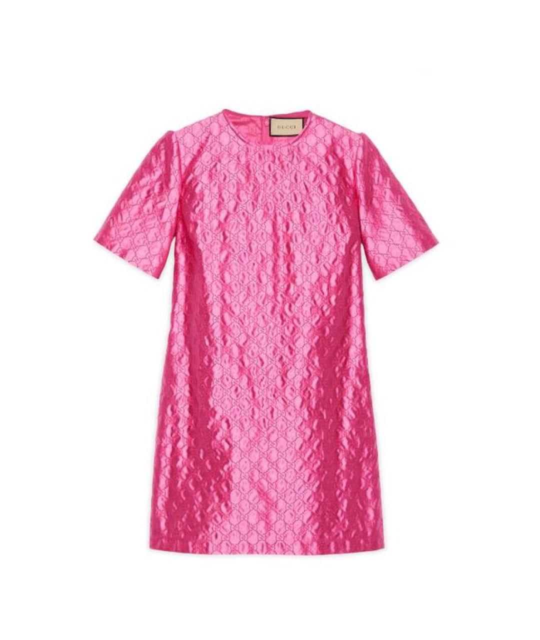 GUCCI Розовое шелковое повседневное платье, фото 1