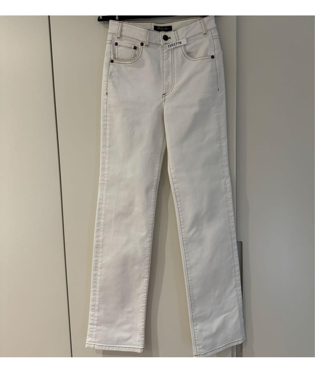 LORO PIANA Белые хлопковые прямые джинсы, фото 5
