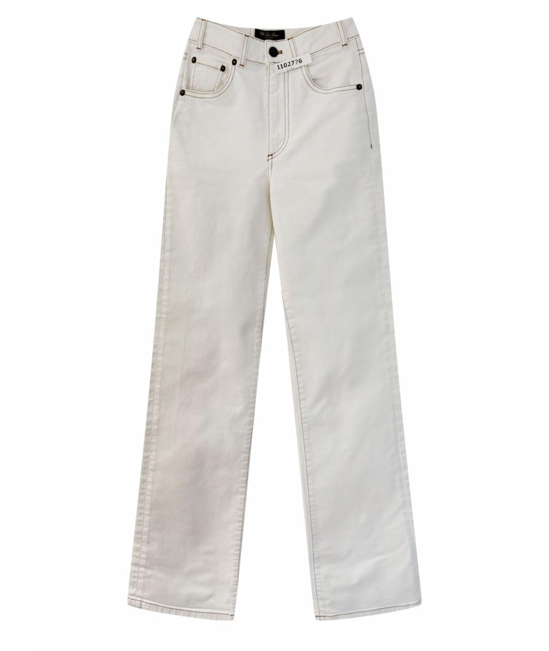 LORO PIANA Белые хлопковые прямые джинсы, фото 1
