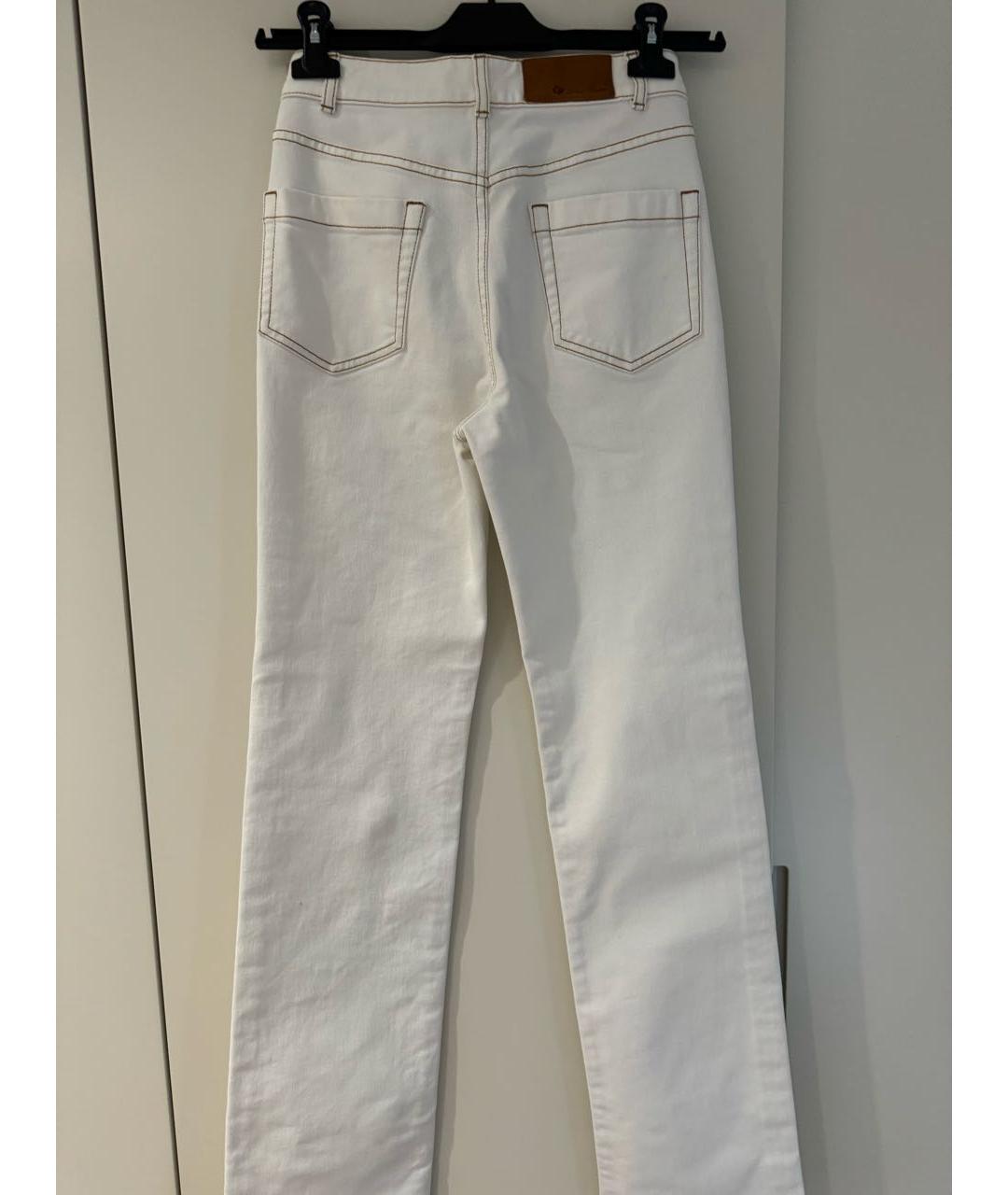 LORO PIANA Белые хлопковые прямые джинсы, фото 2