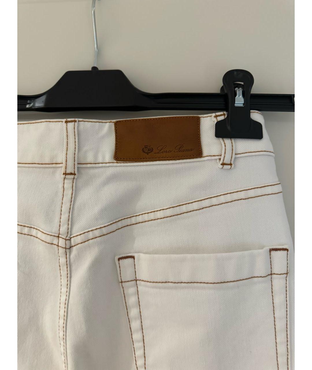 LORO PIANA Белые хлопковые прямые джинсы, фото 3