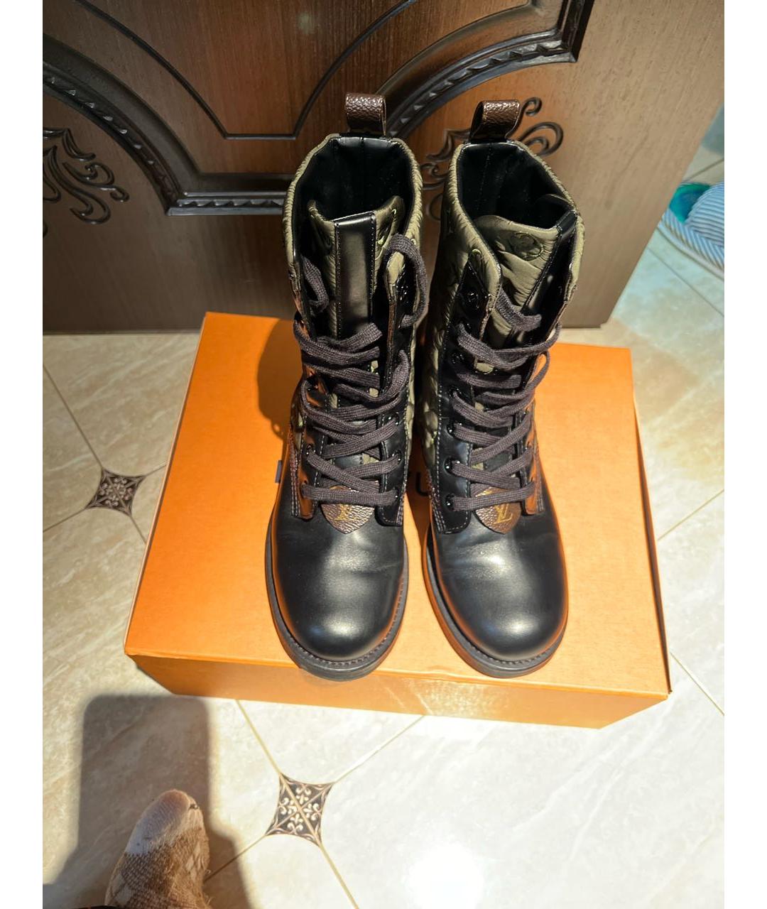 LOUIS VUITTON PRE-OWNED Хаки кожаные ботинки, фото 3