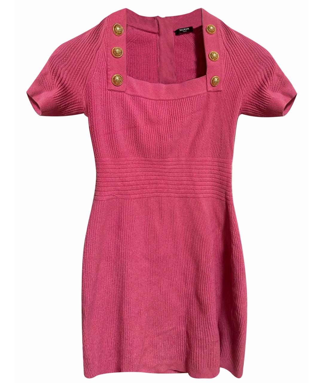 BALMAIN Розовое хлопковое коктейльное платье, фото 1