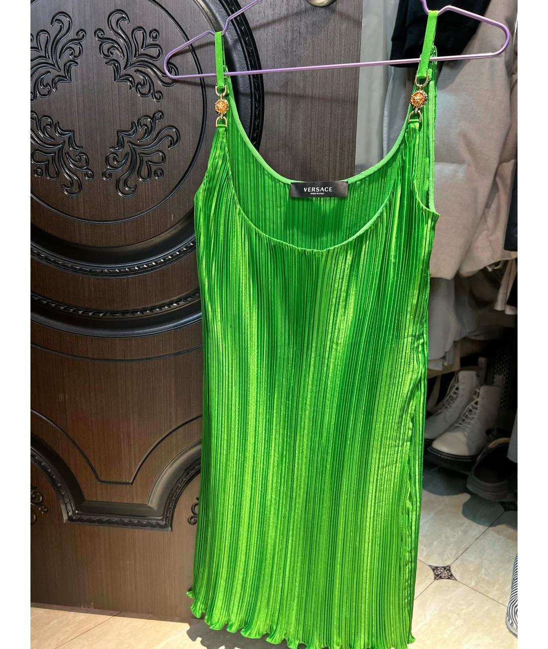 VERSACE Салатовыое полиэстеровое коктейльное платье, фото 5