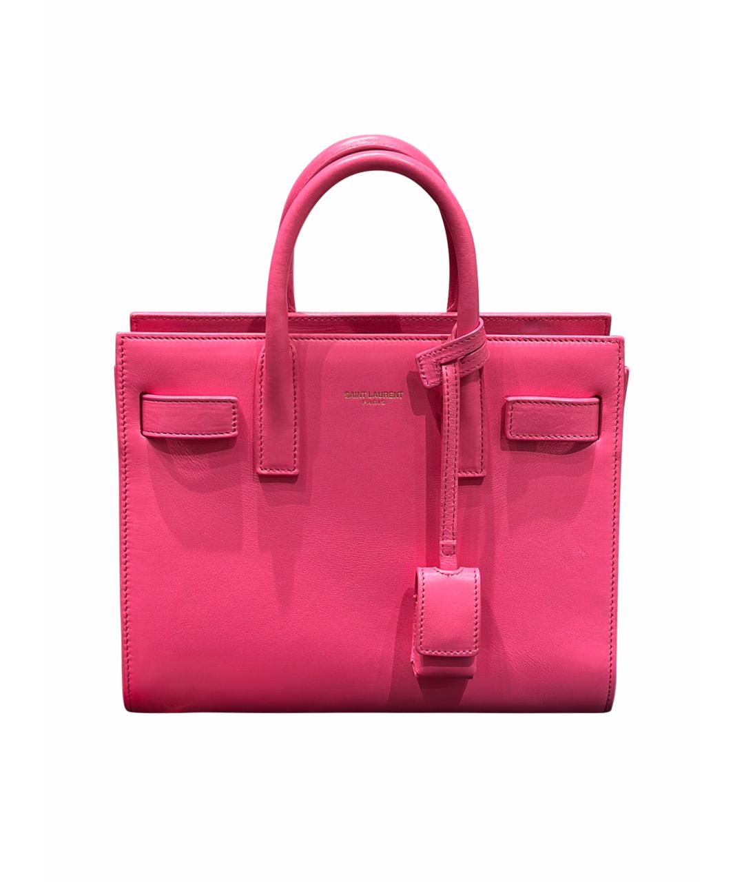 SAINT LAURENT Розовая кожаная сумка с короткими ручками, фото 1