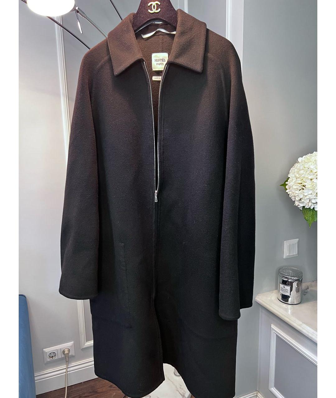 HERMES PRE-OWNED Черное кашемировое пальто, фото 6