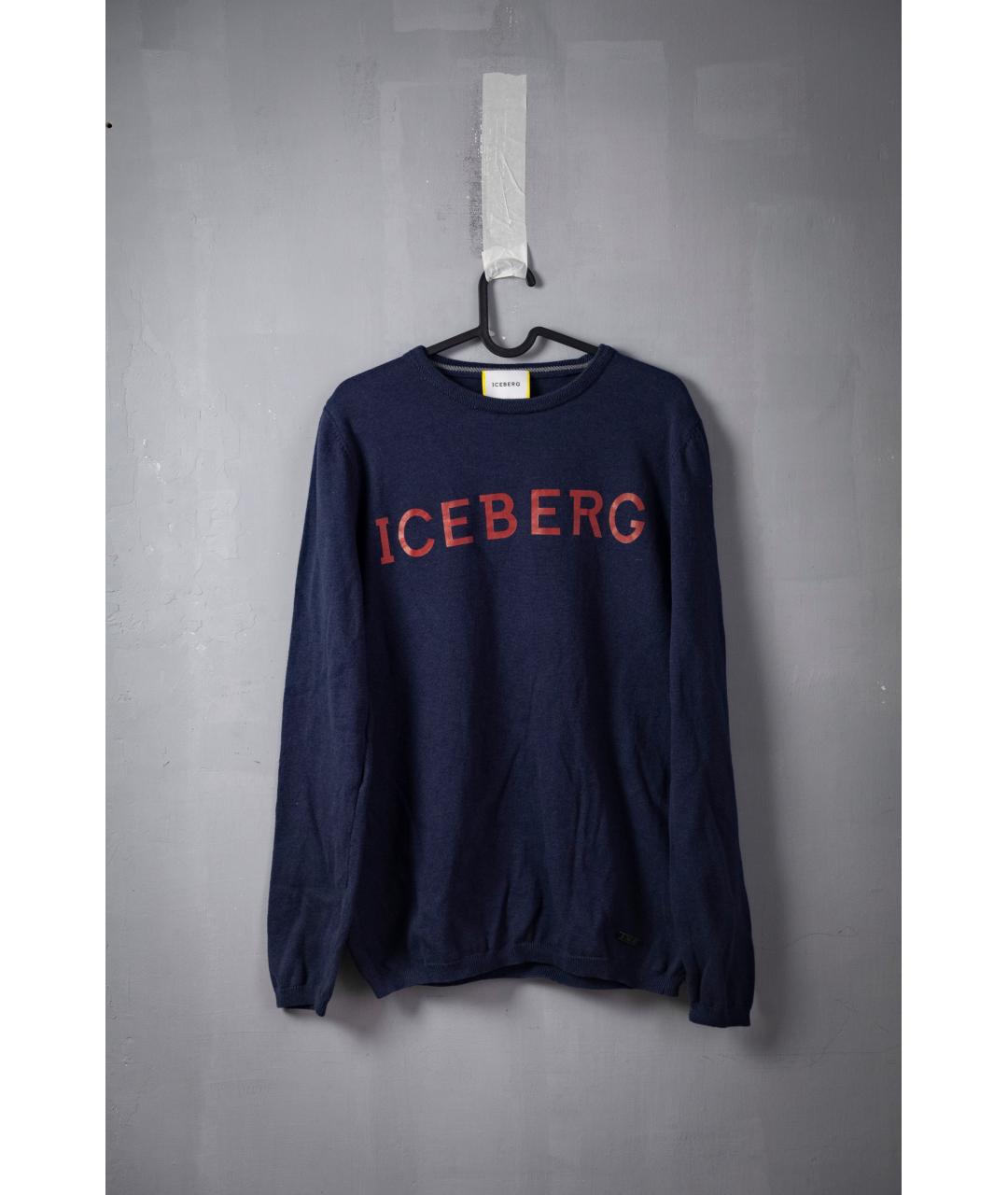 ICEBERG Темно-синий хлопковый джемпер / свитер, фото 6